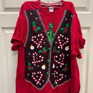 Gildan Red Kids' Holiday Candy Cane Vest Tee